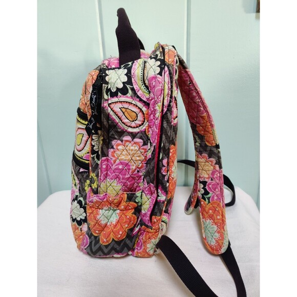 Vera Bradley Ziggy Zinnia Large School Backpack Pink Orange Floral Colorful Fade - Picture 2 of 15